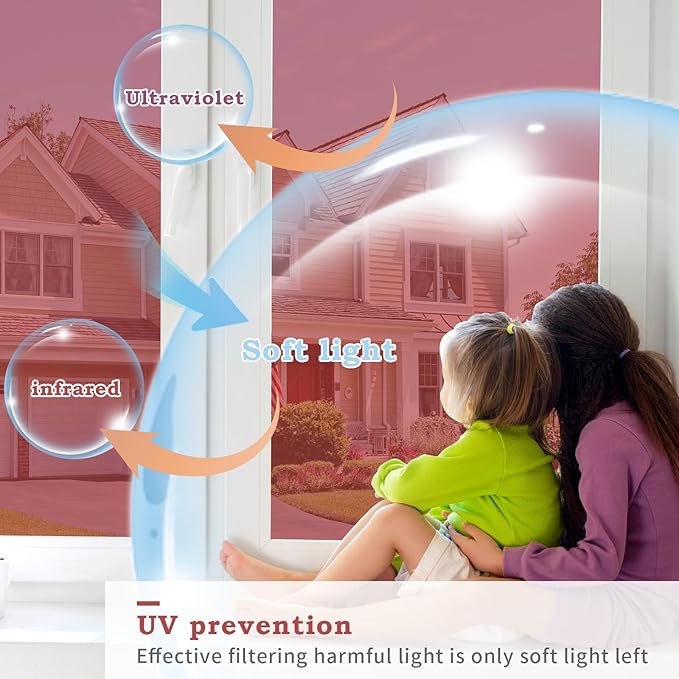 Filmgoo Window Privacy Film One Way Daytime Mirror Tint Treatments UV Heat Control Vinyl Stickers Sun Block Glass Paper Door Covering Reflective (Red Silver, 29.5 Inch x 13.1 Feet)