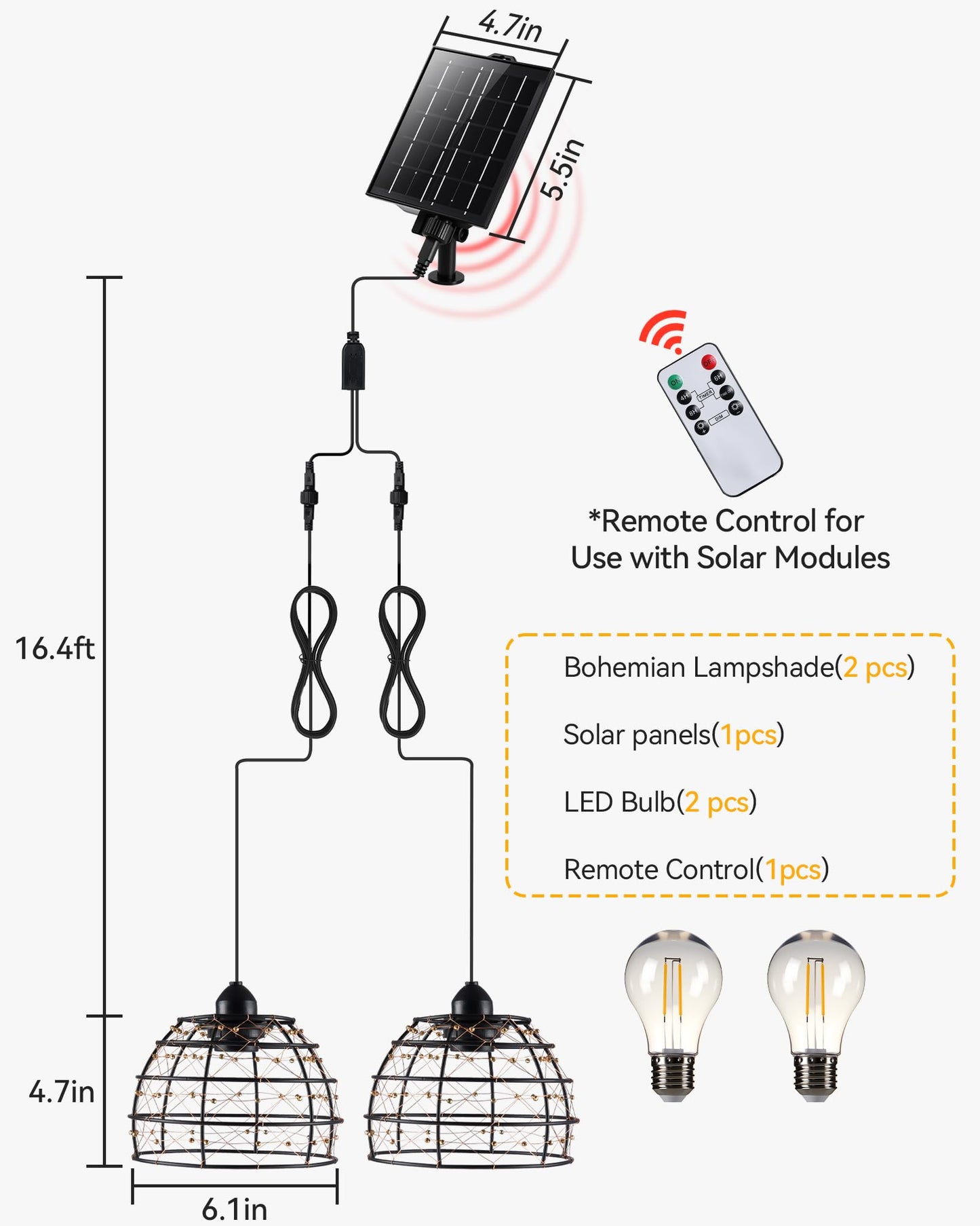 Solar Pendant Light Indoor Outdoor  4/6/8 H Timer  Dimmable Bohemian Hanging Solar Shed Gazebo Chandelier Lights Outdoor Waterproof For Patio  Porch  Gazebo  Pergola  Kitchen Decor Lighting