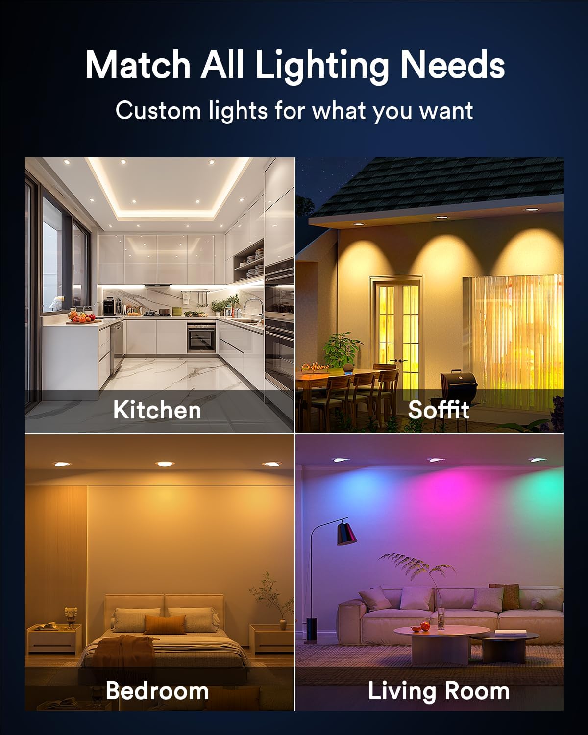 Lumary Smart Gimbal Recessed Lighting 6 Inch  355+20 Adjustable Rgbww Led Ceiling Downlight  Canless With J-Box  Wi-Fi Bluetooth 13W 1000Lm Cri 90  Compatible With Alexa Google  Remote  4 Pack