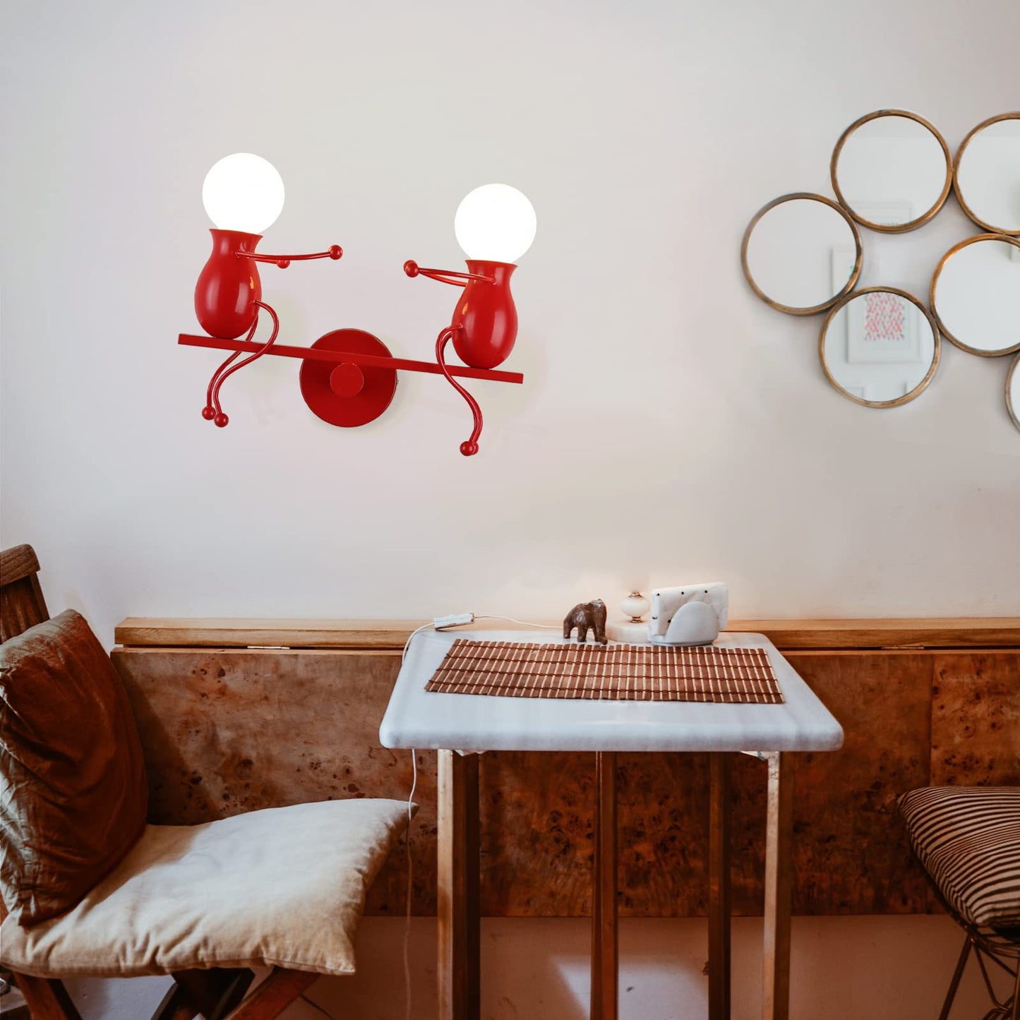 SOUTHPO LED Metal Wall Light Fixture Seesaw Design Red 2×E26 Modern Children’s Wall Sconce