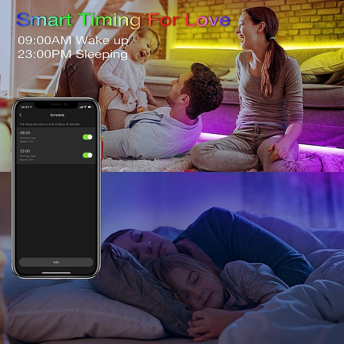 Hyrion Smart Led Light Strips 200Ft, Wifi, Multicolor, Sound Activated, Syncs With Alexa & Google, Model Ahc50741524G