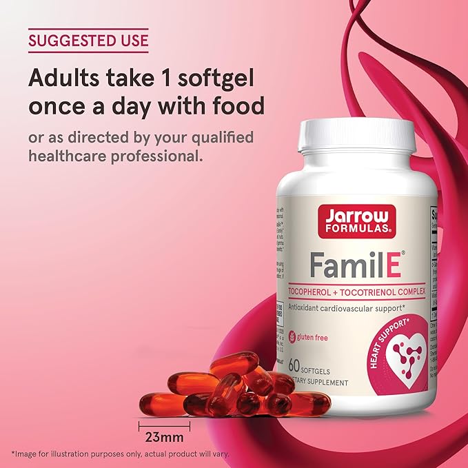 Jarrow Formulas® FamilE®, Tocopherol + Tocotrienol Complex, Dietary Supplement, Antioxidant Cardiovascular Support, 60 Softgels, 60 Day Supply