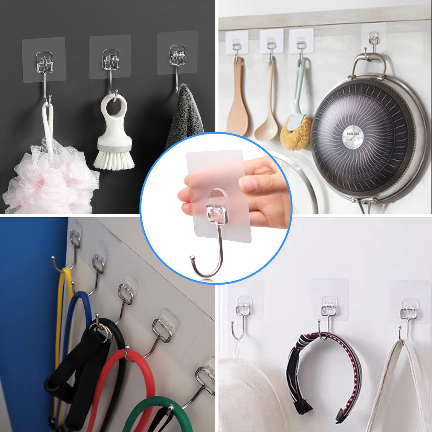 Antimbee 10-Pack All-Purpose Large Adhesive Hooks for Hanging, Banana Hook, Heavy Duty Adhesive Hooks 37 lb(Max), Sticky Wall Hook fit Home, Bathroom, Kitchen, Office and Outdoor