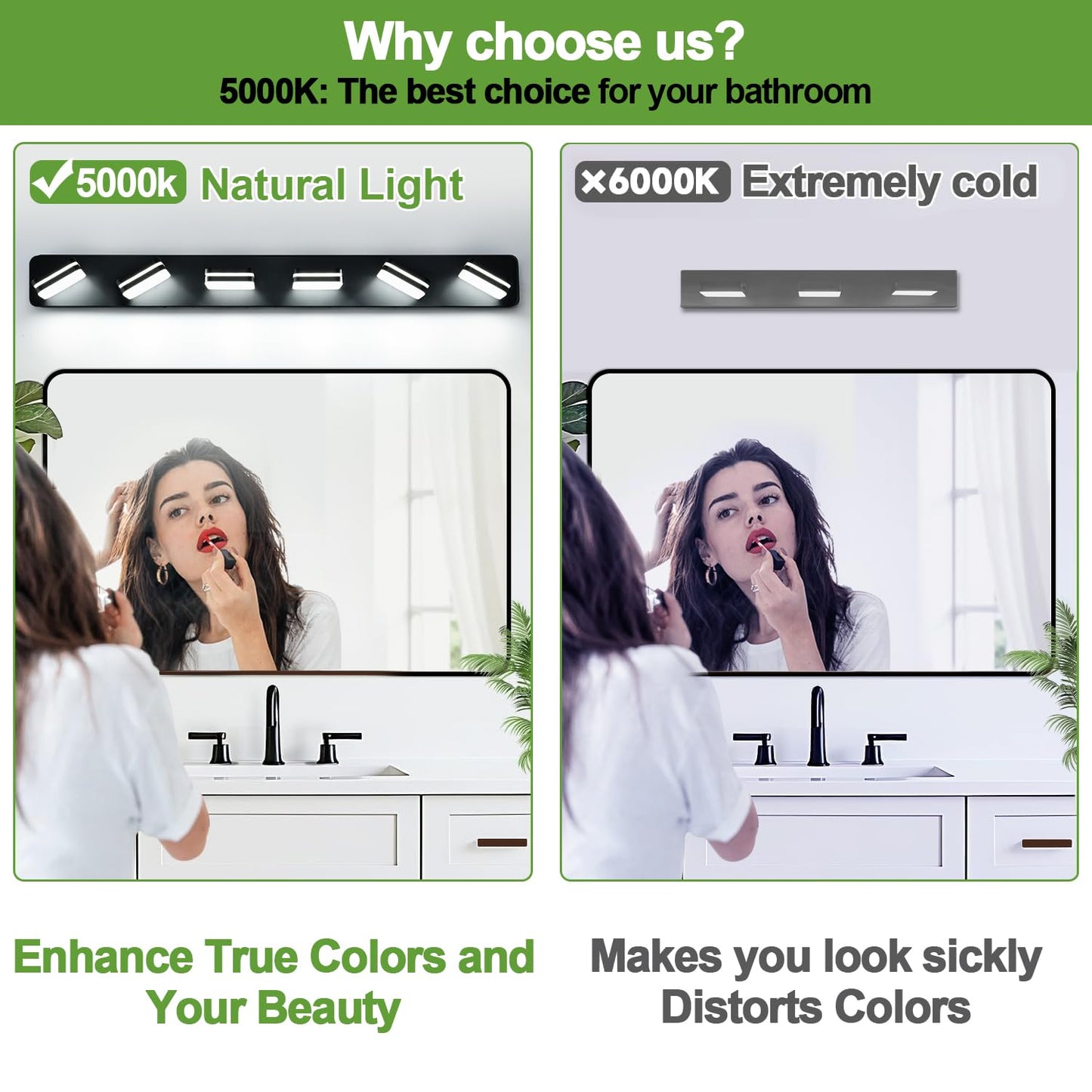 3000Lm Led Modern Bathroom Vanity Light Fixtures  360?Rotate Acrylic Matte Black Vanity Lights For Bathroom  Modern Wall Lighting Fixtures Over Mirror Kitchen Living Room (Natural White Light 5000K)