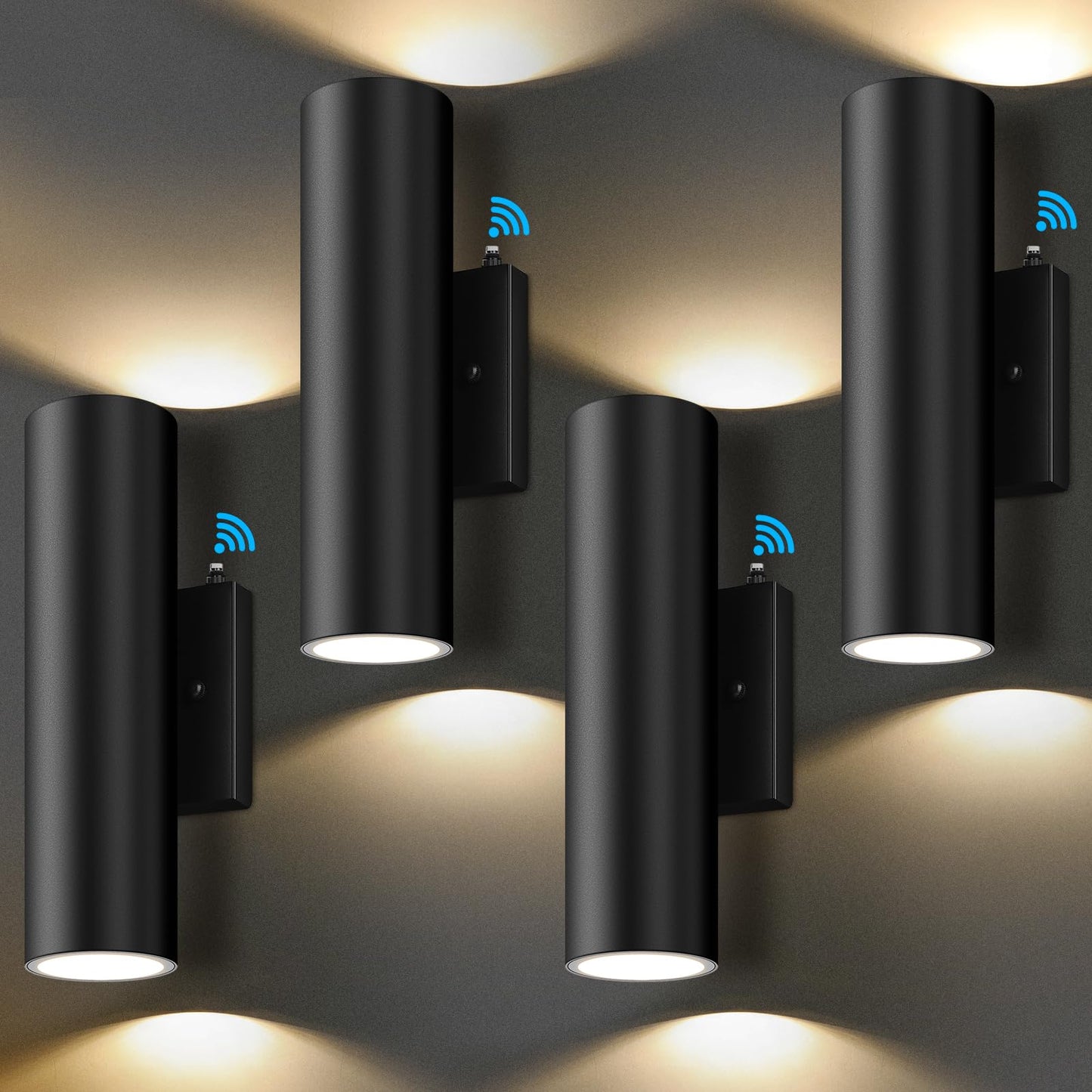 4-Pack Dusk To Dawn Outdoor Wall Lights  12W 2700K Up And Down Led Porch Lights Outdoor  Black Modern Exterior Lighting Fixtures  Waterproof Anti Rust Outside Lights For House  Patio  Door