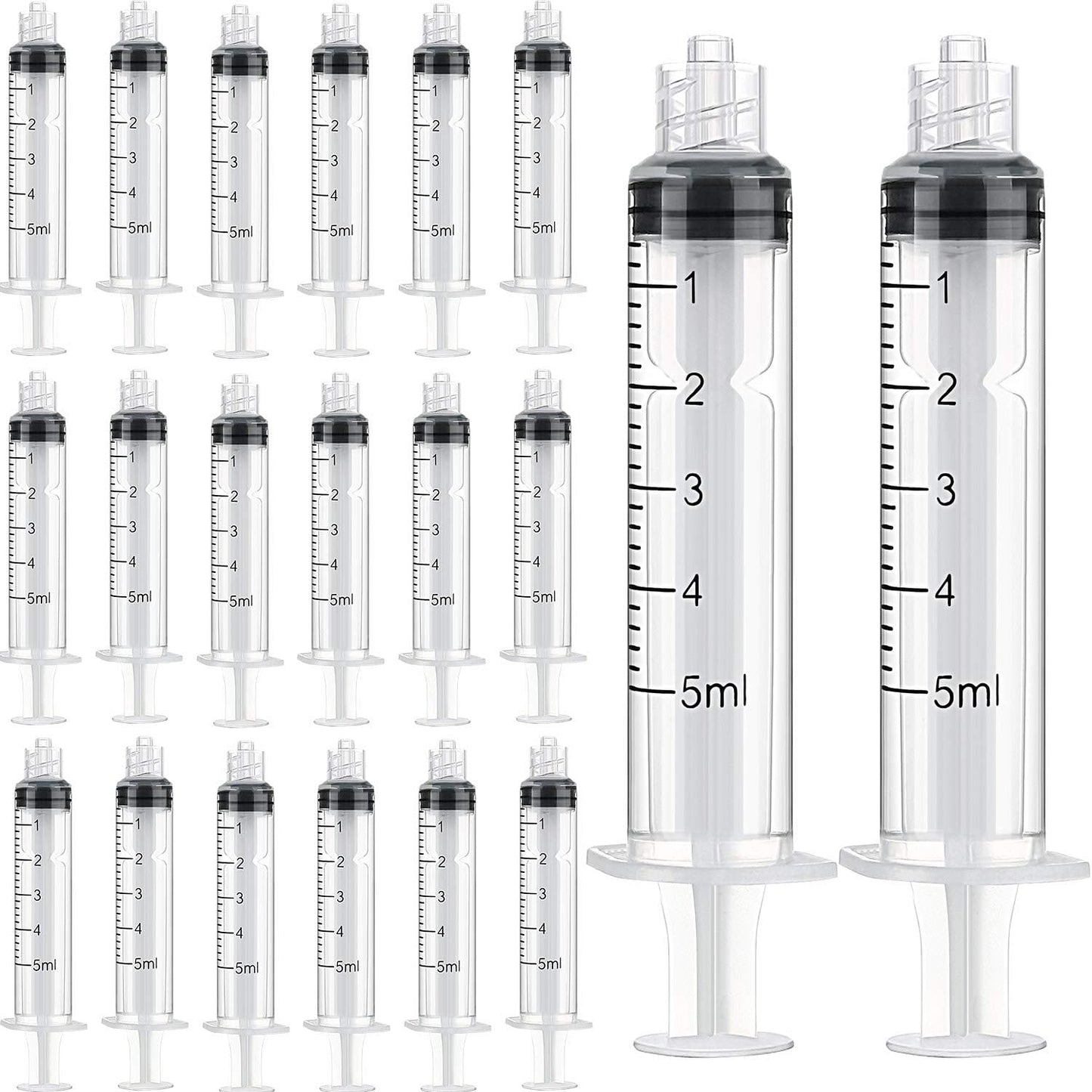 TecUnite 20 Pack Syringe Without Needle, Plastic Curved Syringes for Epoxy Resin, Craft, Feeding Pets Animals, Oil or Glue Applicator(5 ML)