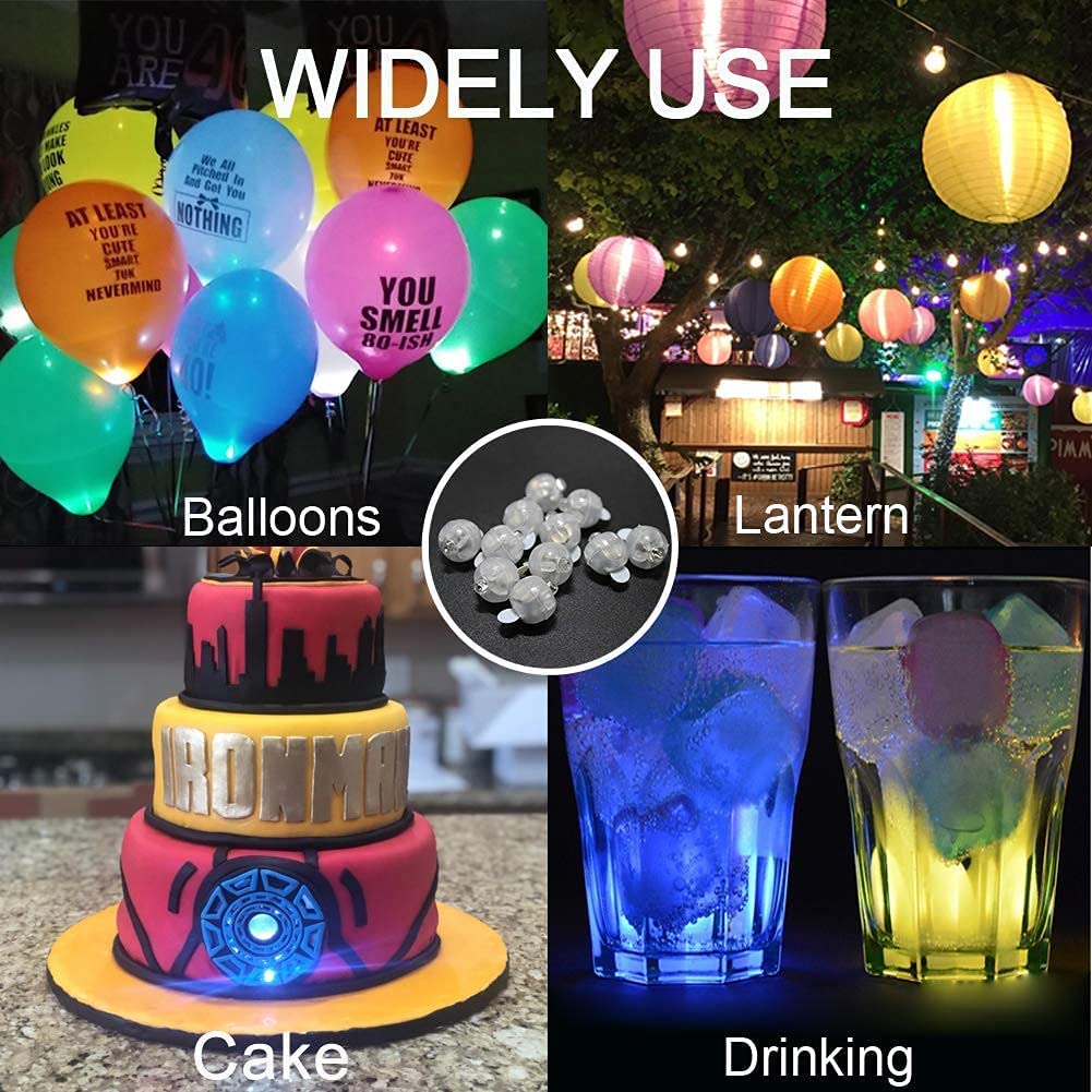 JJGoo 100Pcs Red LED Balloon Lights, Waterproof Flash Round Tiny Led Light for Paper Lantern Easter Egg Pumkin Birthday Party Wedding Decoration