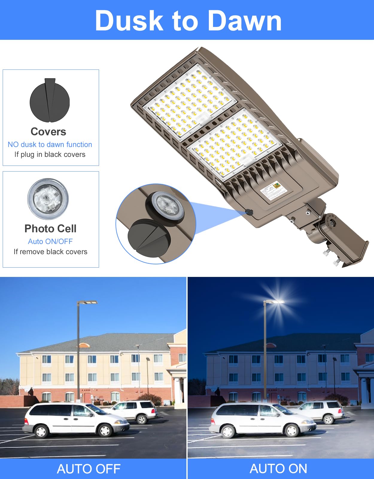 450W Led Parking Lot Light Dusk To Dawn 67 500Lm  Industrial Grade Led Shoebox Parking Pole Light 5000K Ip65 Waterproof Outdoor Commercial Area Lighting With Slip Fitter 100-277Vac