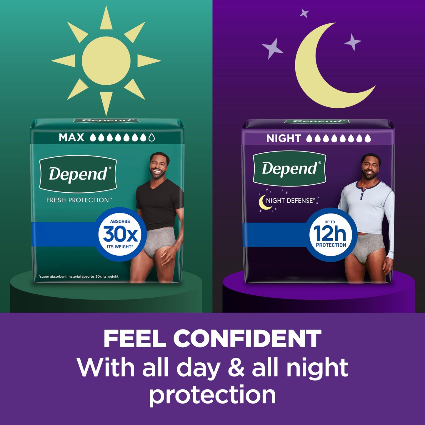 Depend Night Defense Adult Diapers, Incontinence Underwear for Men, Disposable, Overnight, Small/Medium, Grey, 16 Count, Packaging May Vary