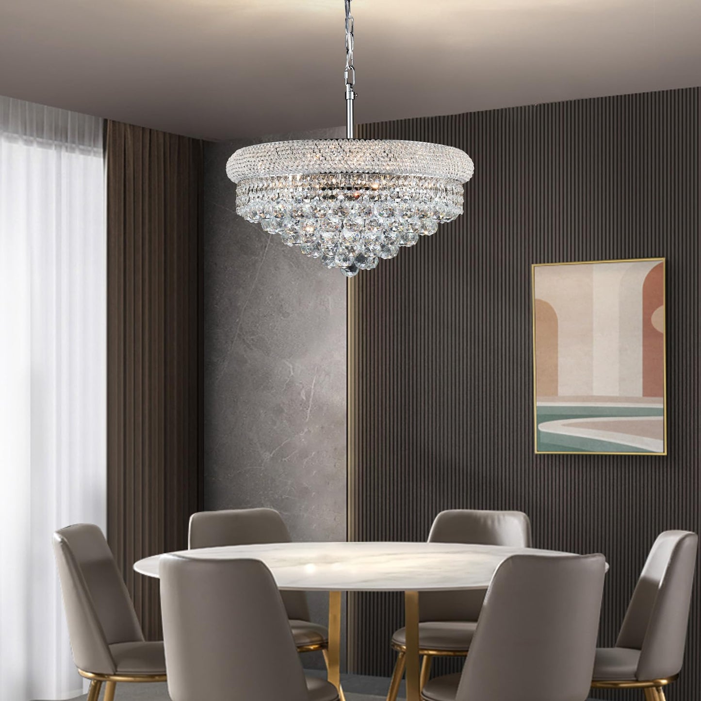 Crystal Chandeliers For Dining Room Light Fixtures Over Table  Empire Style K9 Crystal Chandelier For Bedroom  9 Lights Chrome stylish Lighting Fixtures For Living Room Kitchen Lsland Entryway D22 Inch