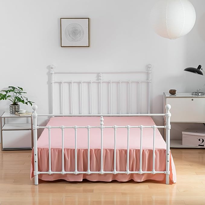 Bed Skirt Twin Size Ruffled Bed Skirt with Split Corners, 18 Inch Drop Dust Ruffle Bed Skirt with Platform, 18 Inch, Blush, Twin Size
