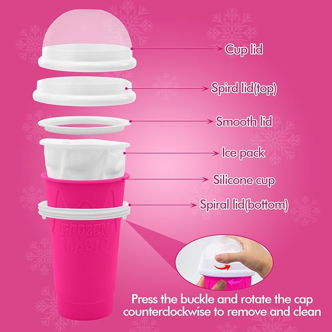 2PCS Slushie Maker Cup-500ml DIY Magic Quick Frozen Smoothies Cups for Homemade Milk Shake Ice Cream Maker, Portable Cooling Cups, Double Layer Squeeze Slushy Maker Cup, Birthday Gifts for Kids Family