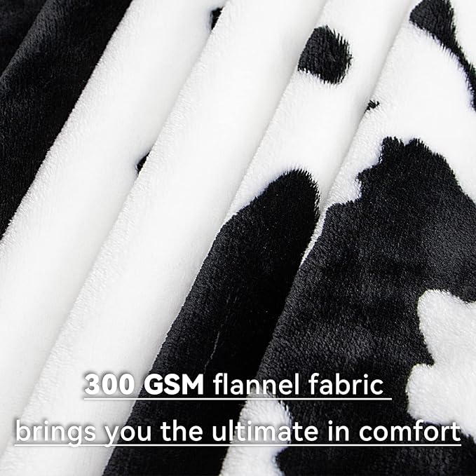 Cow Print Throw Blanket Twin Size - Soft Plush Lightweight Fleece Twin Bed Blanket for Bedroom Livingroom Decor 60x80 Inch