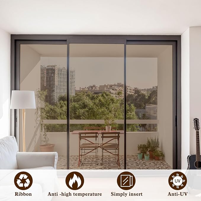 Window Privacy Film One Way Daytime Mirror Tint Treatments UV Heat Control Vinyl Stickers Sun Block Glass Paper Door Covering Reflective 35.4 Inch x 32.8 Feet Brown Silver