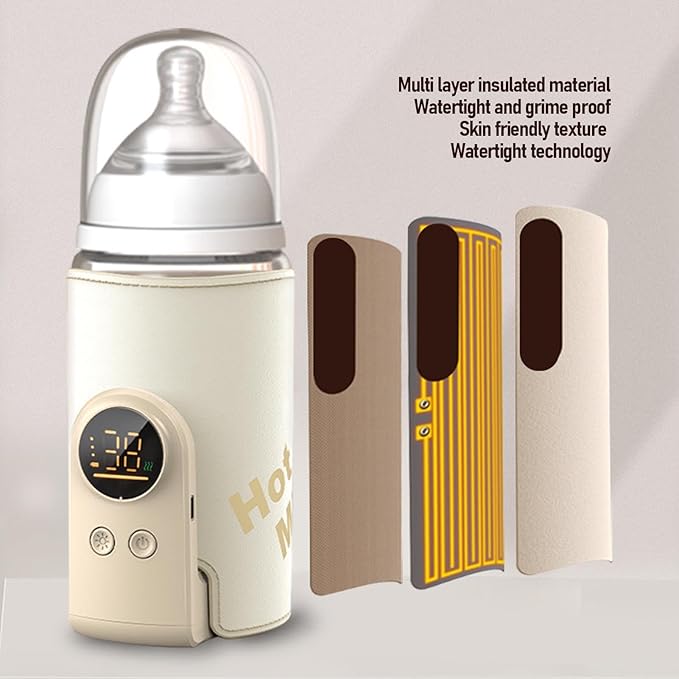 Portable Bottle Warmer for Travel,USB Type C Universal Cordless Accurate Temperature Control 6000mah8000mah10000 for Travel, Car, Outdoor (8000mah)