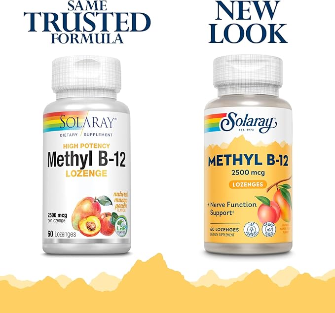 SOLARAY B 12 Methyl Lozenge Supplement, 2500mcg | 60 Count