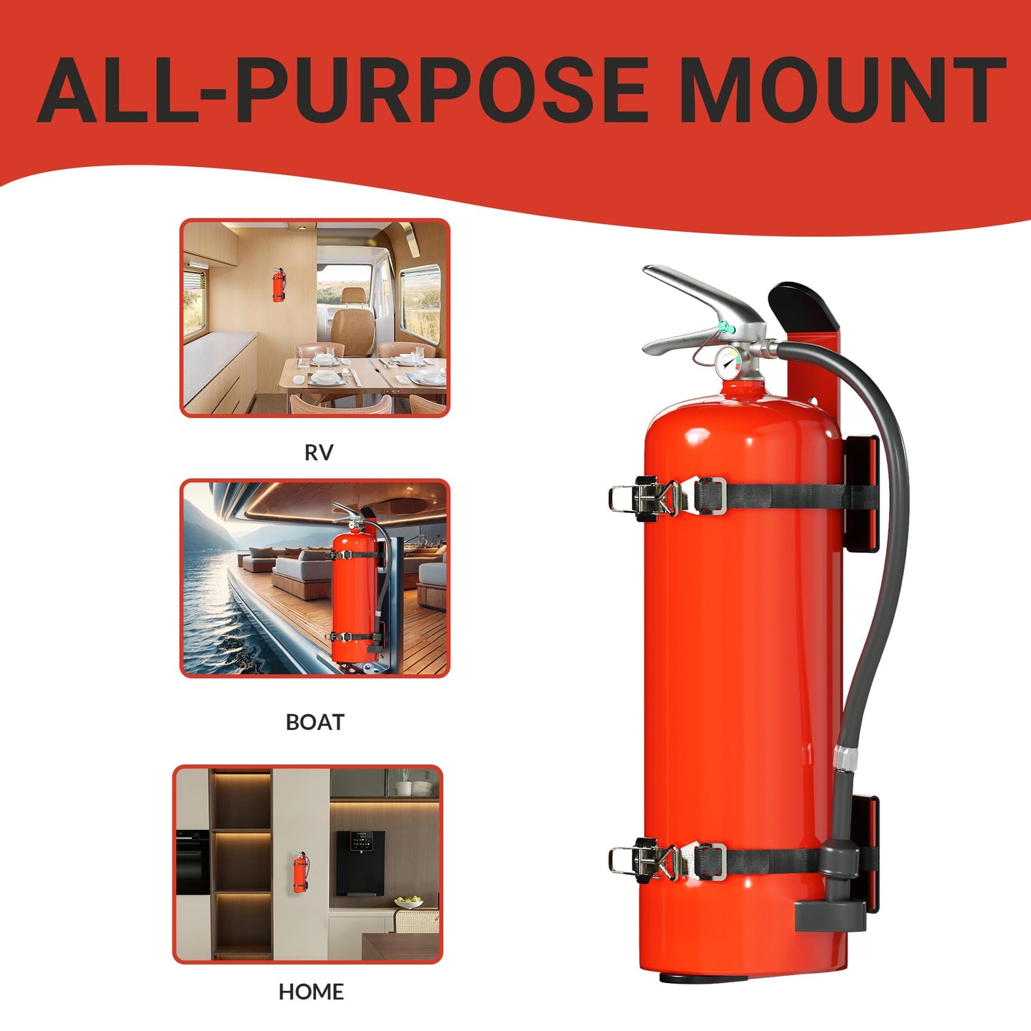 Truck-Grade Fire Extinguisher Mount – Anti-Vibration Bracket for 5 lb Extinguishers – Rugged, Secure Hold for Commercial Vehicles, Off-Road, RV & More