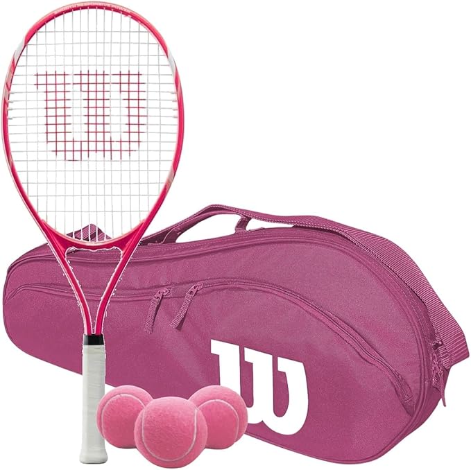 Wilson Tempest Pro Lite Tennis Racquet Bundled with an Advantage 2.5 Racquet Holder Bag and 3 Pink Balls