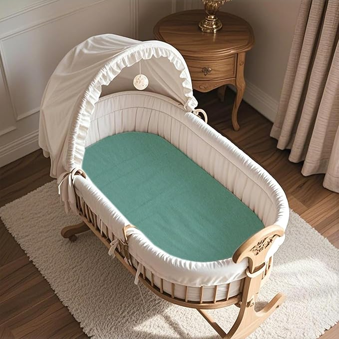100% Jersey Cotton Bassinet Sheets 20" x 33" Fits Koolababy/Koolerthings, BCOL, BabyBond, Jimglo 3 in 1, and Cowiewie Baby Bassinet, Super Soft and Breathable Bassinet Fitted Sheets, 3 Pack, Green