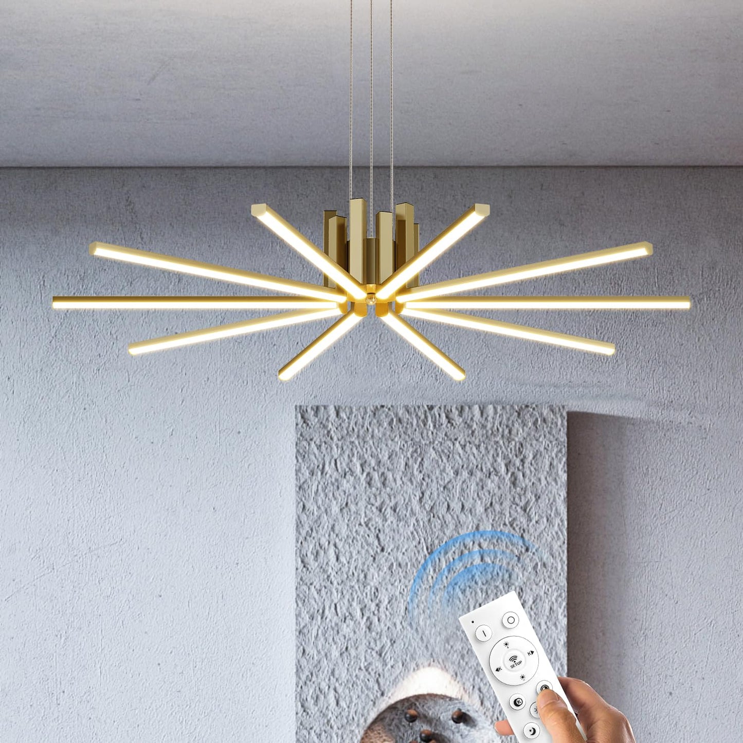 JYUWRIVG Modern Led Chandelier, Dimmable Sputnik Light Fixture, Copper, Model YM05