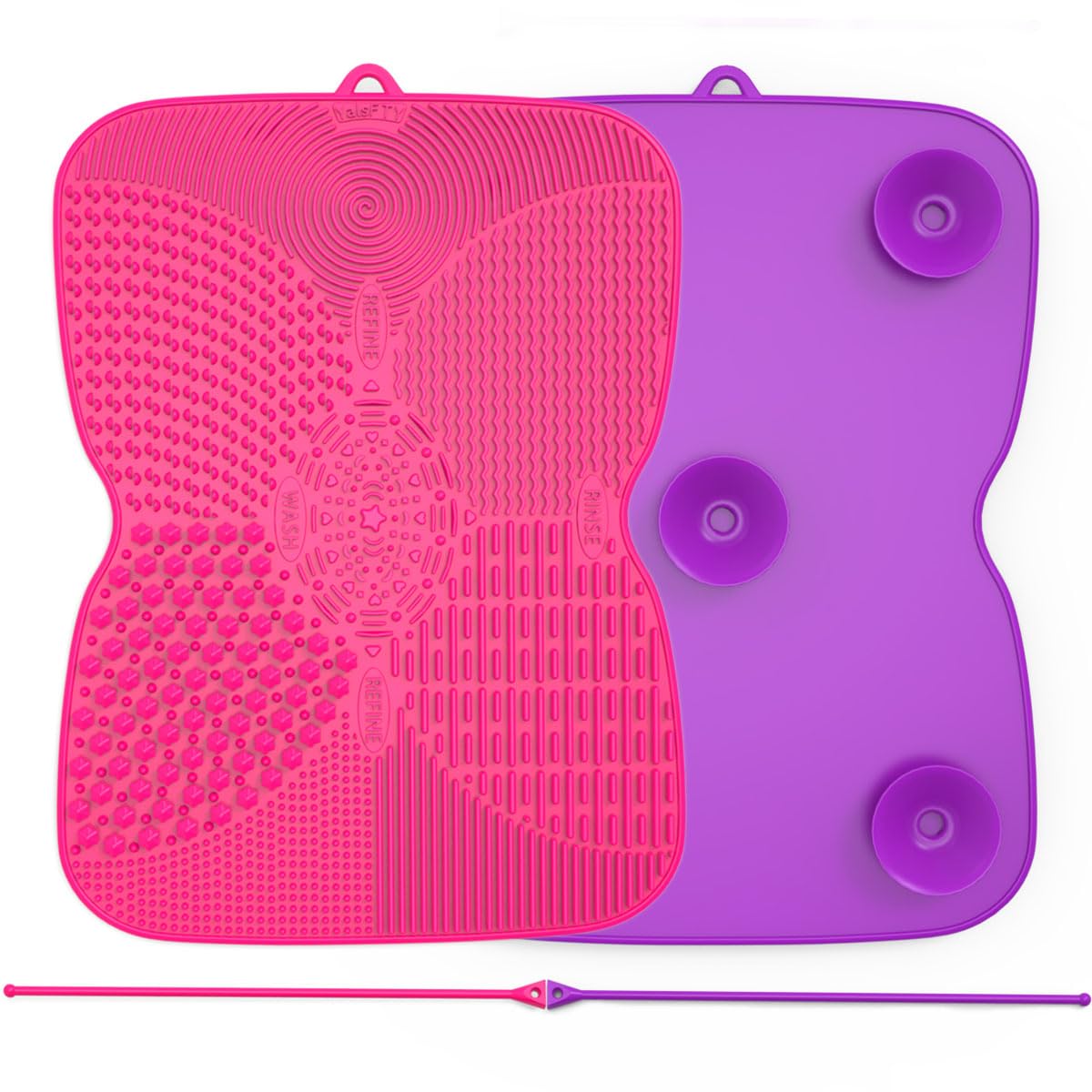 2 Pack Silicone Makeup Brush Cleaner Pad with Suction Cup, 8 Textures, Stable, YalsFTY Makeup Brush Cleaning Mat with Suction Cu