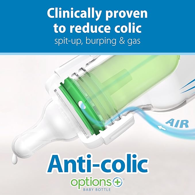 Dr. Brown's Natural Flow Anti-Colic Options+Narrow 8oz/250mL Baby Bottle + Lovey Gift Set with Level 1 Slow Flow Nipples, Pink