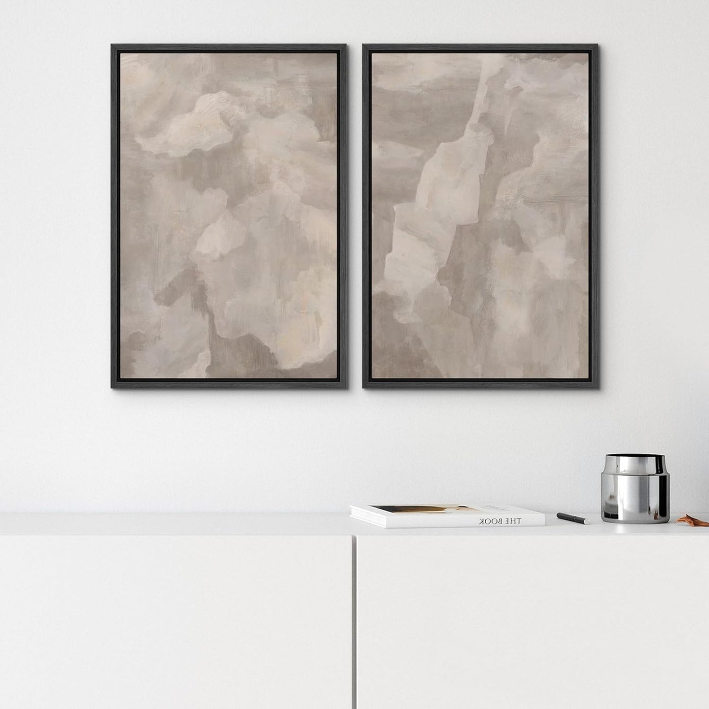 SIGNWIN Framed Canvas Print Wall Art Textured Abstract Earthy Beige Tones Illustrations Modern Art Decorative Contemporary for Living Room, Bedroom, Office - 16"x24"x2 Black