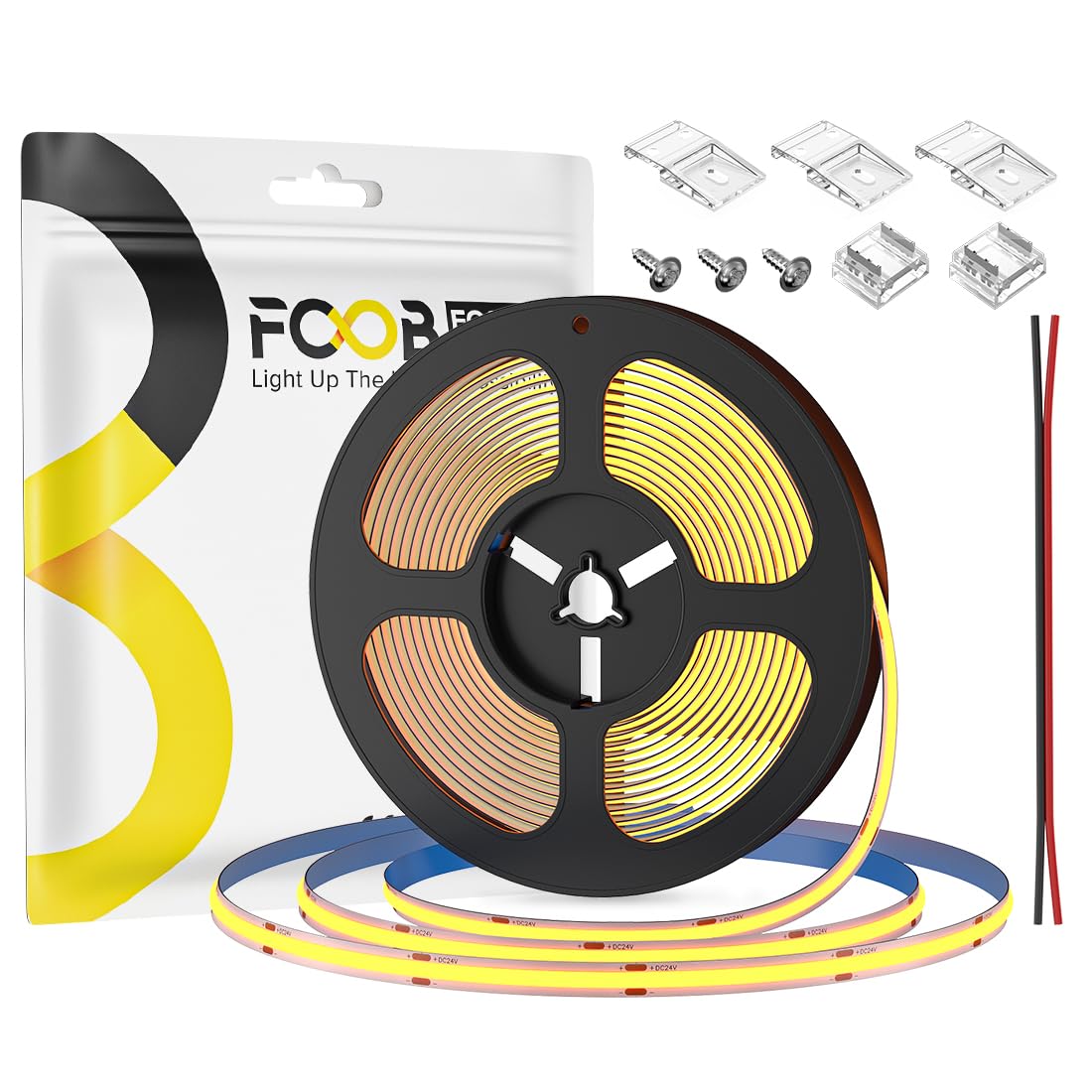 FCOB COB LED Strip Lights 16.4FT Dimmable 2700K Warm White 320LEDs/m DC24V Flexible Cuttable for Home Decor