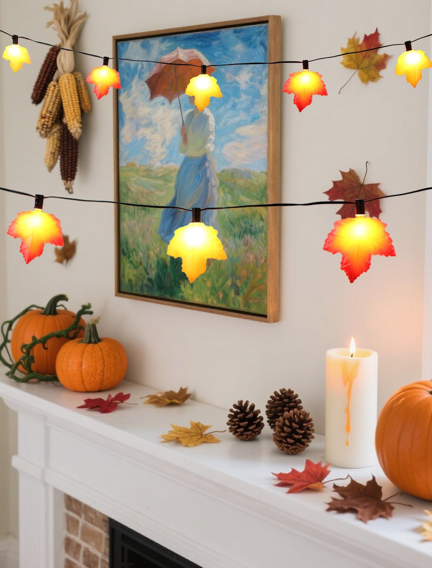 Hobbynors 10.5 Feet Classic Fall Garland Lights 10 Warm-Glow Leds For Rich  Amber Ambiance Ul Certified Plug-In String For Thanksgiving  Halloween & Mantle Decor