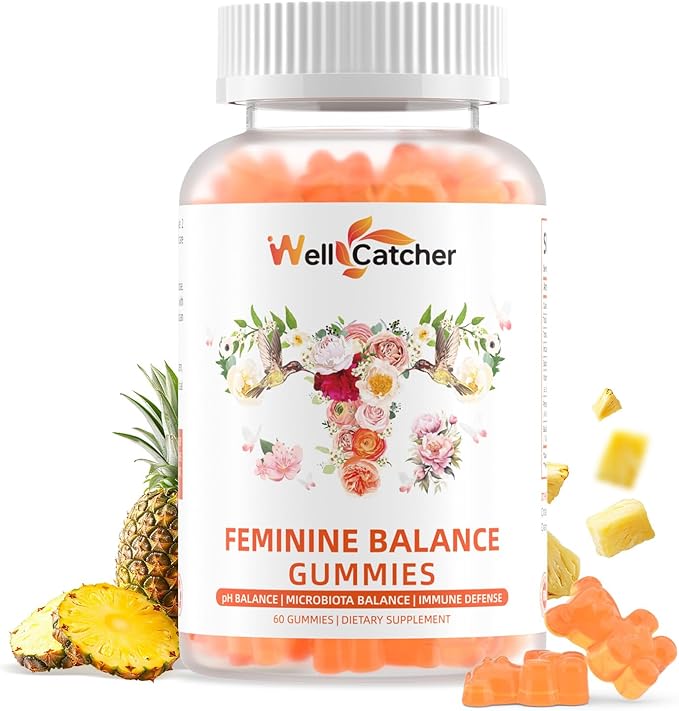 Premium Feminine Balance Gummies for Women - Hawaiian Pineapple Probiotic Gummies for pH Balance Vaginal Health & Immune Support Vegan, Gluten-Free Sugar-Free Pineapple Flavor 60 Count