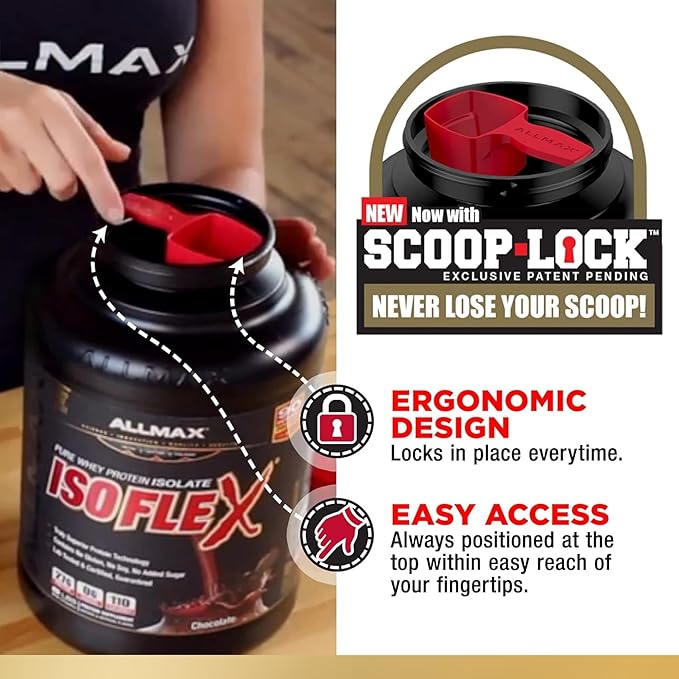 ALLMAX ISOFLEX Whey Protein Isolate, Chocolate - 2 lb - 27 Grams of Protein Per Scoop - Zero Fat & Sugar - 99% Lactose Free - Gluten Free & Soy Free - Approx. 30 Servings