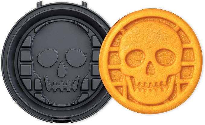 Skull Waffle Maker Plates 4", Easy Release, Dishwasher Safe, Nonstick Halloween Waffle Plates for KEINVE Waffle Maker (228AK)