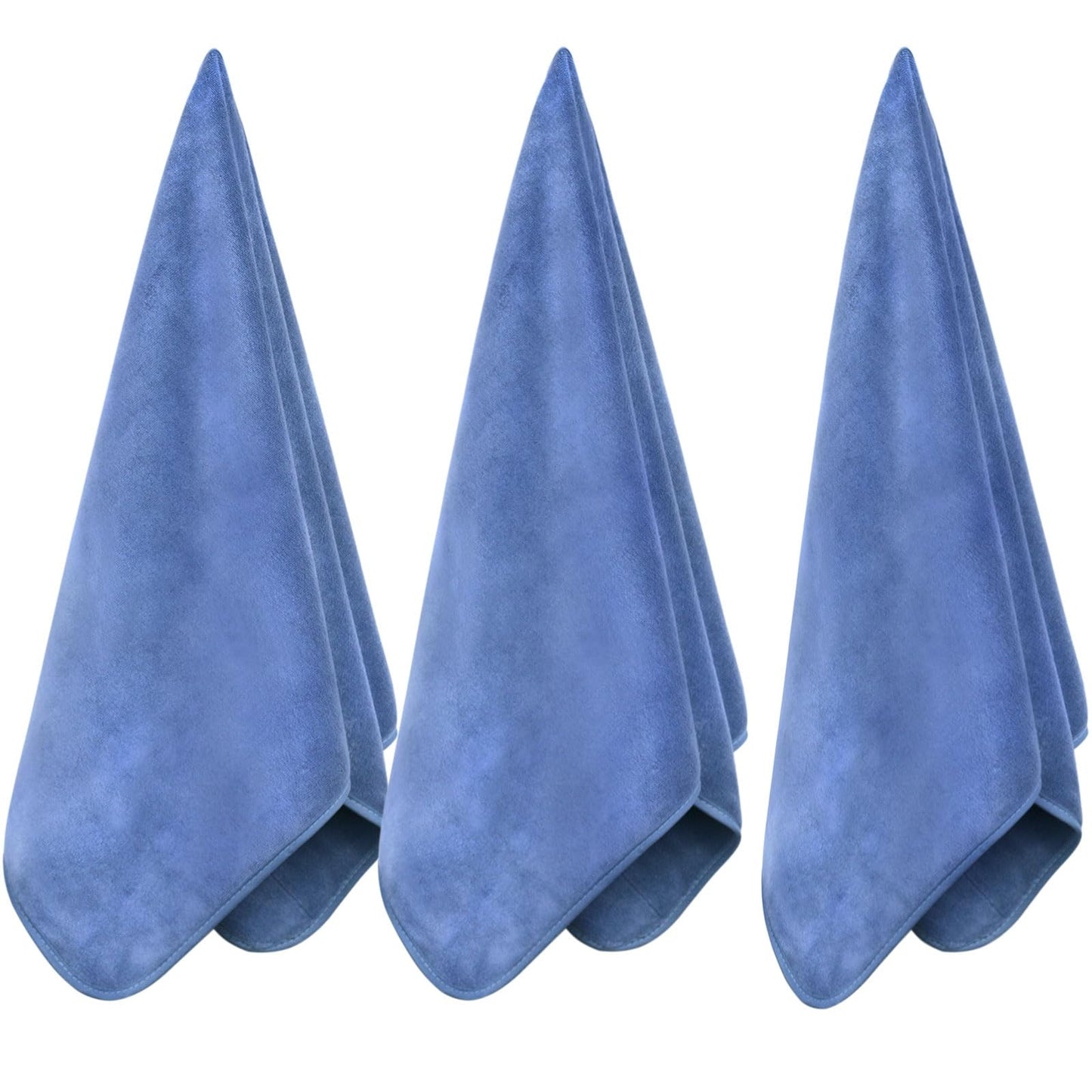 Wuwahold Microfiber Gym Towels Bigger Size Super Soft for Exercise Fitness, Sports, Workout, 380-GSM 15-Inch x 31-Inch Quick-Drying Towels (3 Pack, Pure Blue)