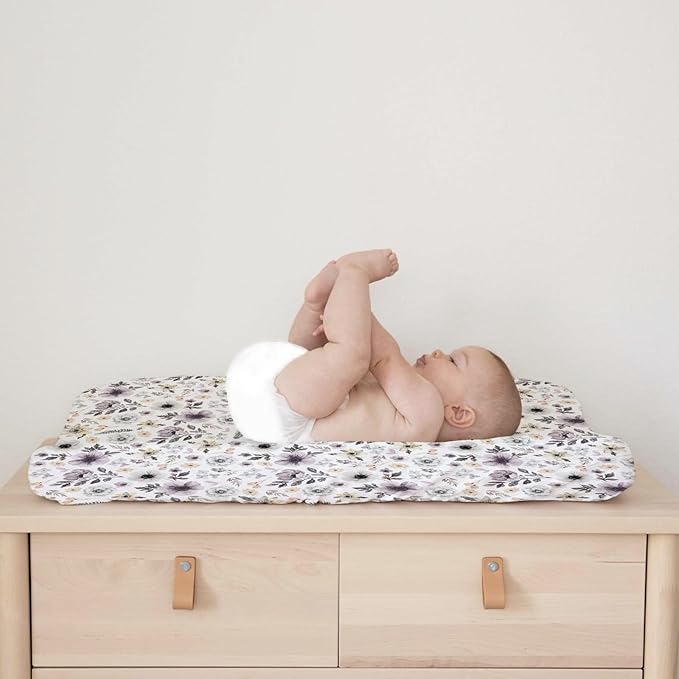 Boho Spring Flowers Leaves Baby Changing Pad Covers Boy Girl 32''x16'' Antique Floral Fitted Diaper Change Table Pad Mats Vintage Wild Floral Garden Soft Breathable Nursery Cradle & Bassinet Sheets