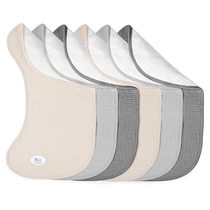 lulumoon Muslin Burp Cloths for Babies: 100% Soft Cotton Large Burping Cloths - Neutral Baby Burp Rags for Boy and Girl - Absorbent Burp Cloth for Spit-Ups 6 Pack