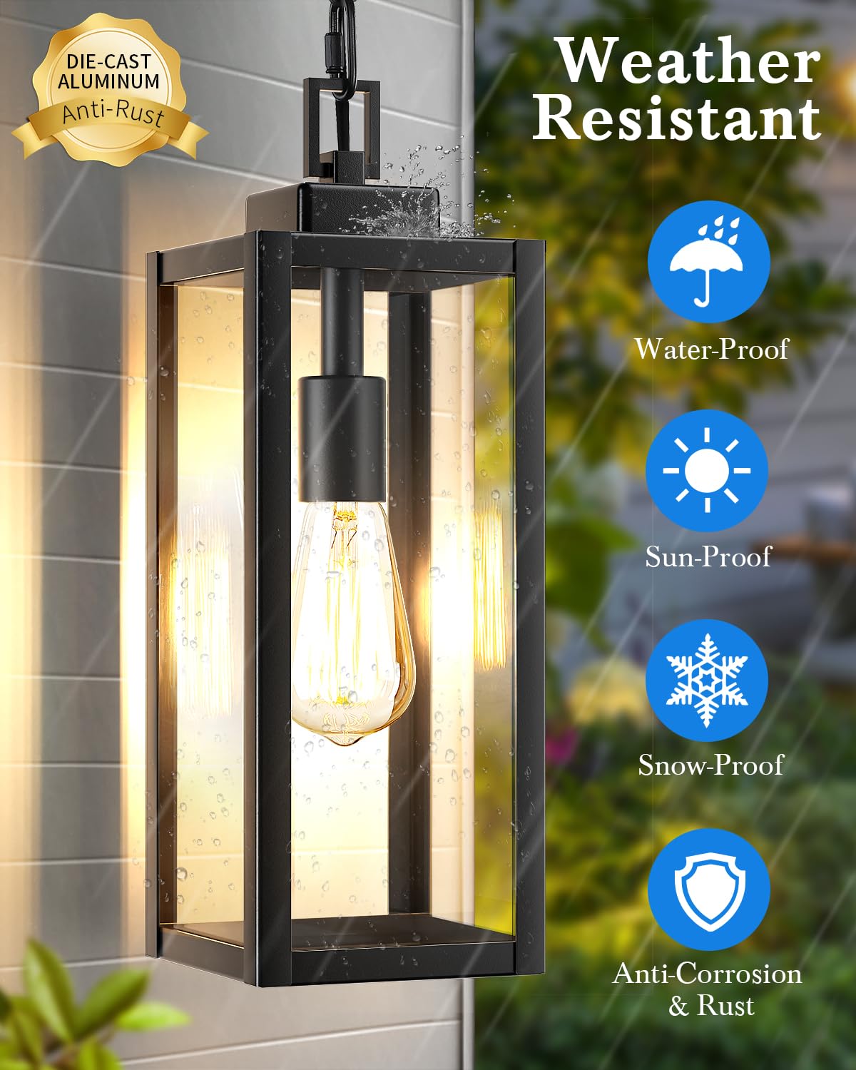Myhxq 15 Large Motion Sensor Outdoor Pendant Lights  Dusk To Dawn Modern Outside Chandelier Outdoor Hanging Lantern With Clear Glass  Exterior Pendant Lighting Fixture For Porch  Yard  Black  1Pack
