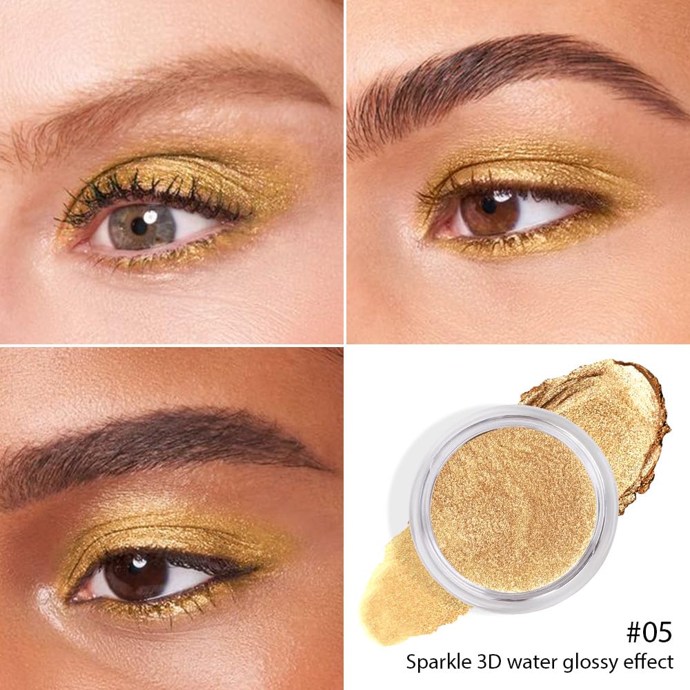Gold Mousse Single Eyeshadow Palette -Neutral Matte & Shimmer Eyeshadow,Mini Cream Glitter Eye shadow,Long Lasting Highly Pigmen