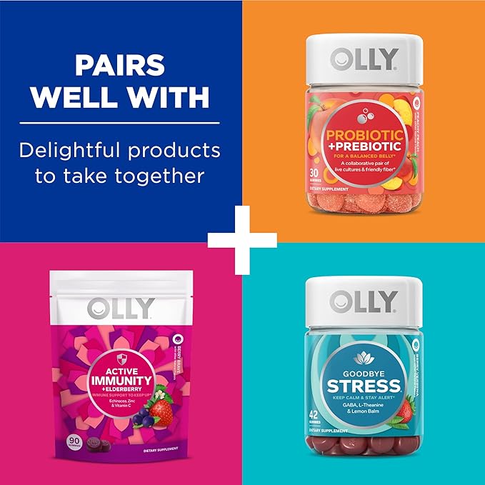 OLLY Adult Multivitamin Gummy with Probiotics, Men's Multivitamin Gummy, Immune & Digestive Support, 45-70 Day Supply