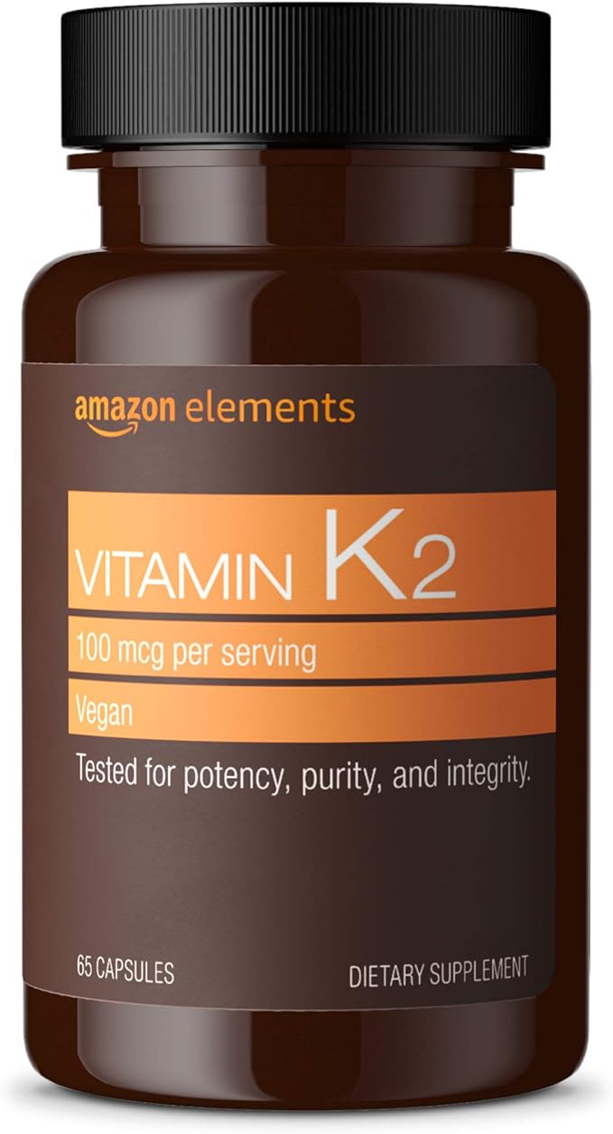 Amazon Elements Vitamin K2 (100 mcg, 65 Capsules) and Vitamin D3 (5000 IU, 180 Softgels)