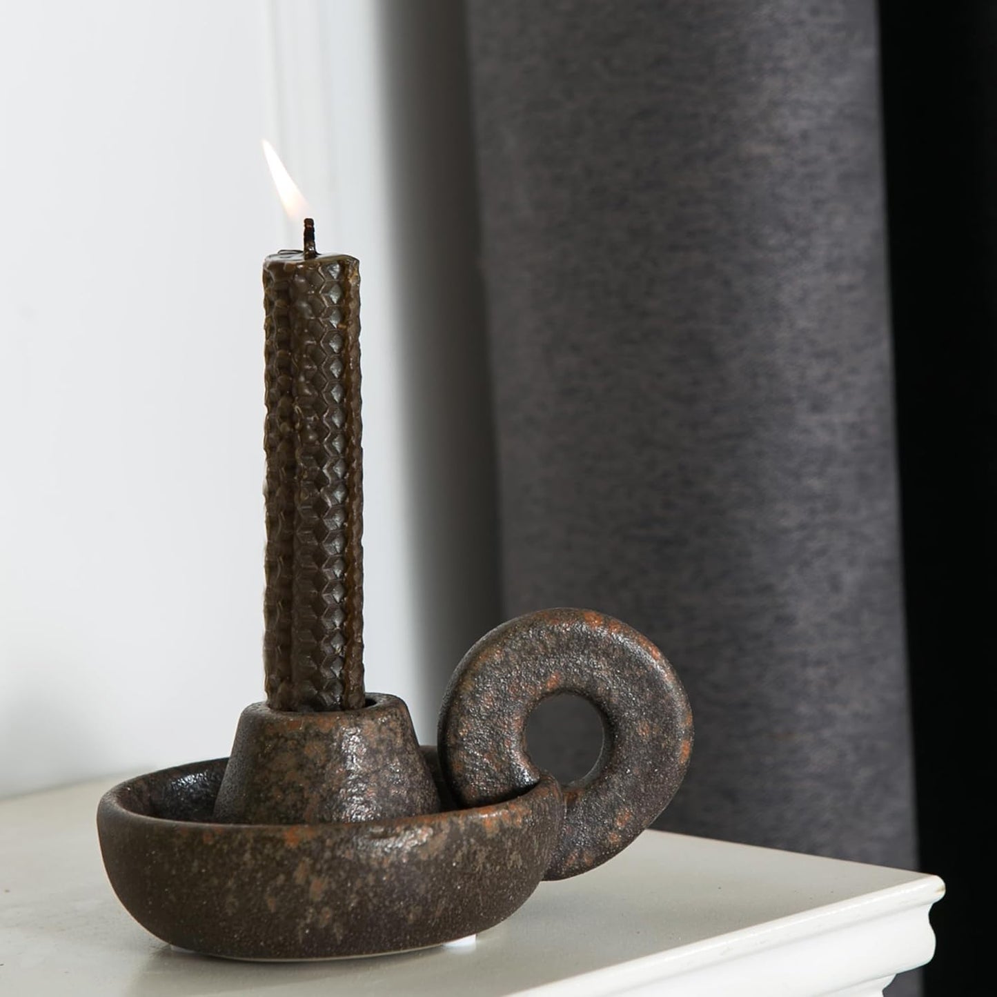 Candle Holder Ceramic Candlestick Holder, Candlelight Stand for Spell Candles, Taper Candles, and Incense, Halloween Christmas Dining Room Home Decoration Display