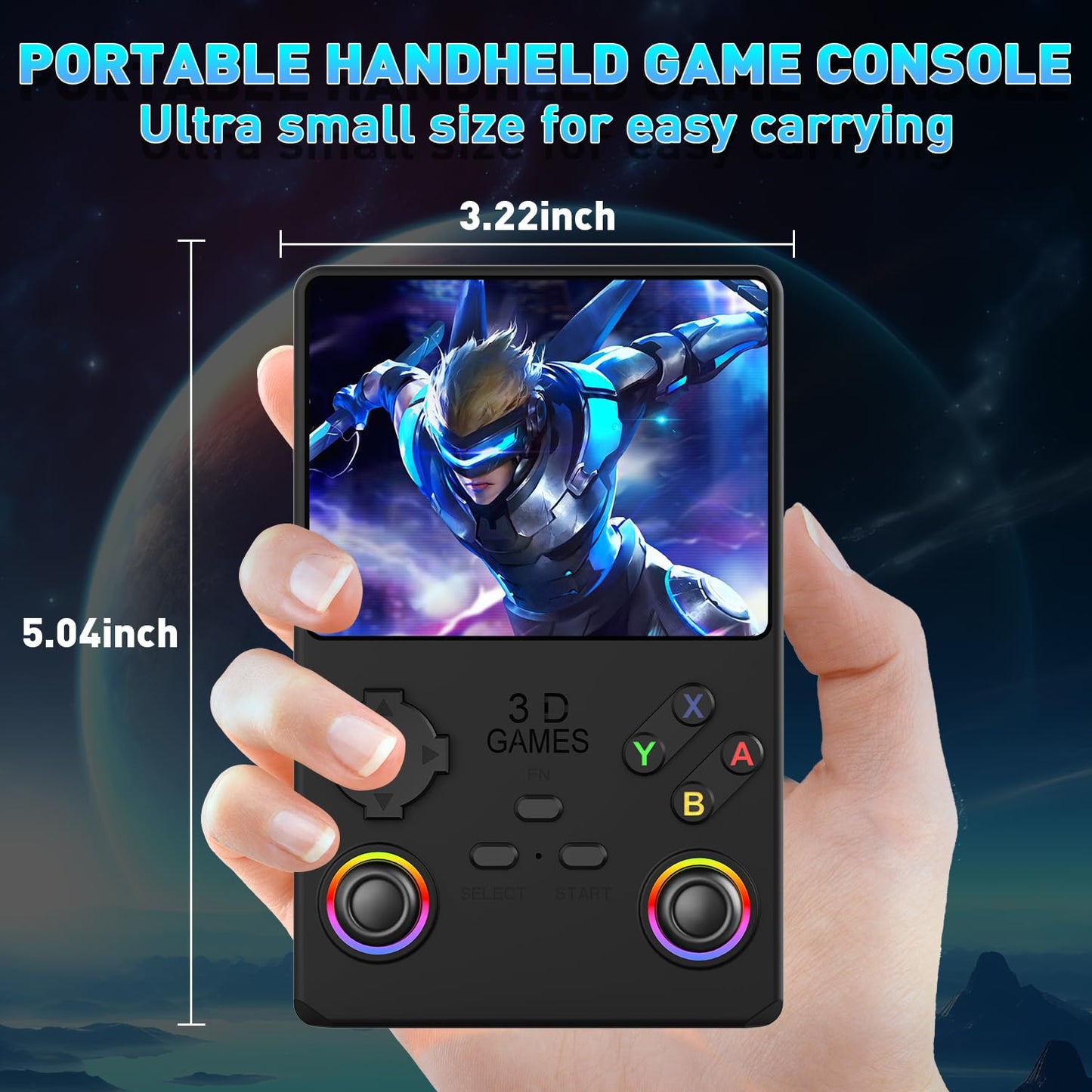 Hugawello R40 PRO Handheld Device, 35000 in 1 high-Definition Gaming mini Retro Video Console, 3.5-inch IPS Screen, 256GB RAM, 45 Built-in emulators, 3800mAh Battery (Black 256GB)