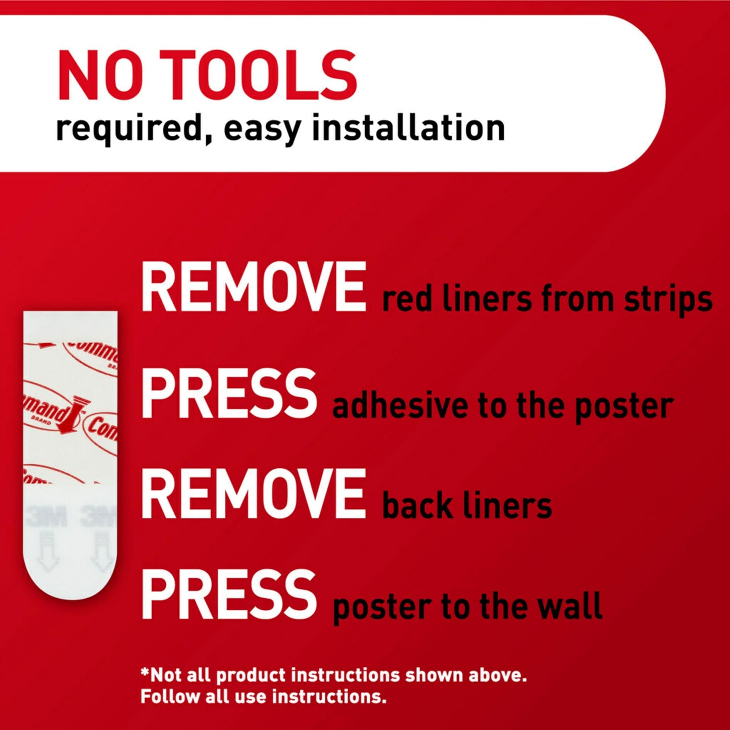 Command Poster Strips, Damage Free Hanging Poster Hangers, No Tools Wall Hanging Strips for Back to School Posters, 256 White Command Adhesive Strips