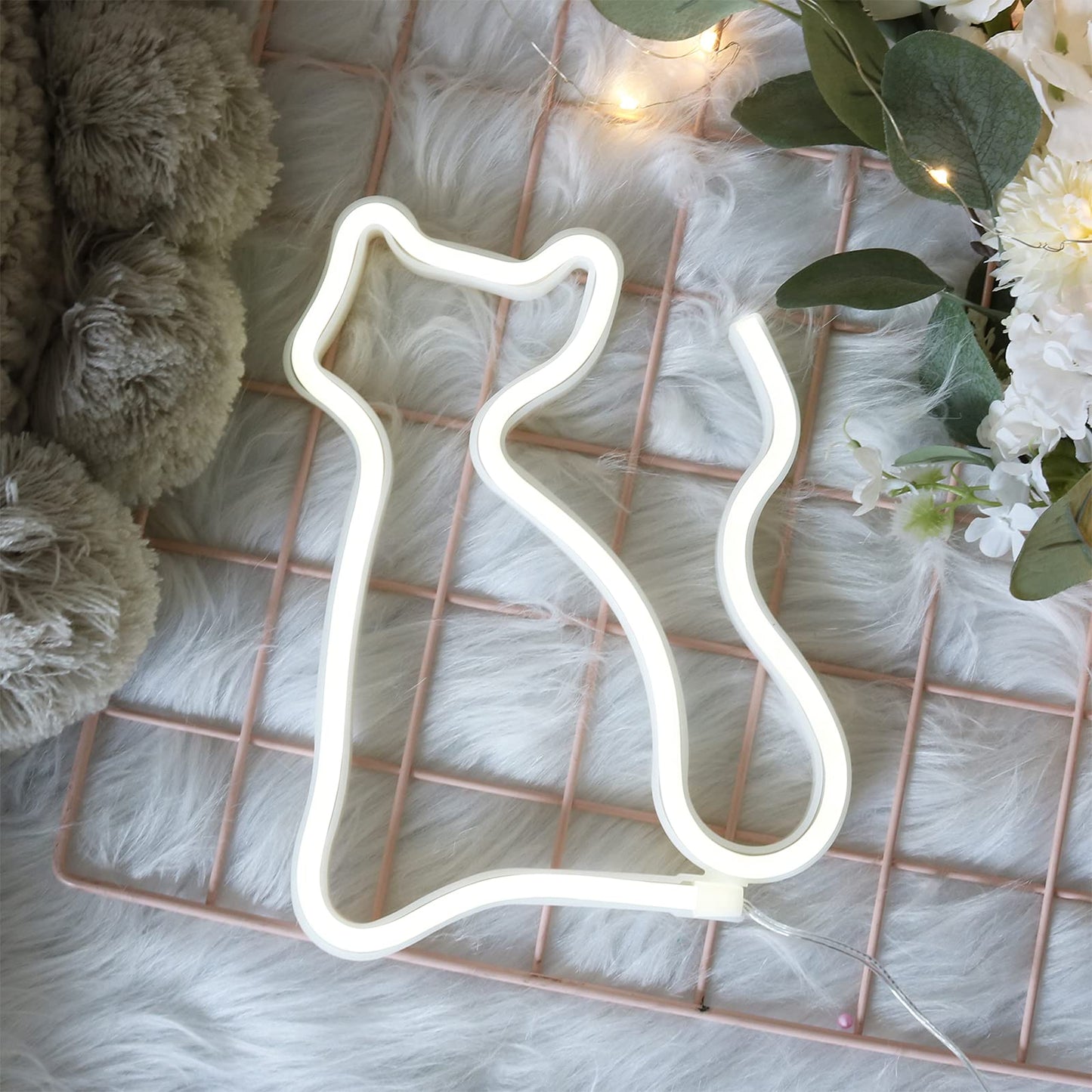 Yaozhou Led Neon Cat Sign - Cool White, Usb/Battery Operated Wall Decor For Room, Bar, Party, Kids Room