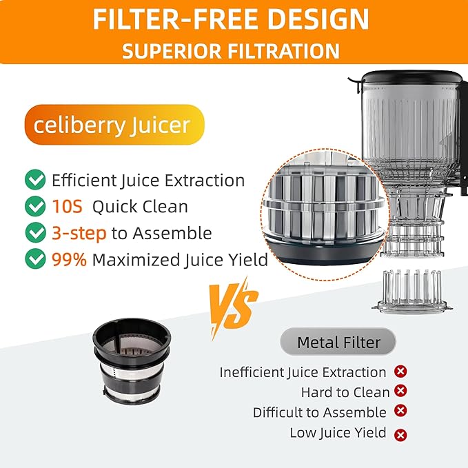 Cold Press Juicer Machines, 5.3” Large Feed Chute Slow Masticating Juicer for Whole Fruits & Vegetables, 300W Quiet Juice Extractor, Easy to Clean, 99% High Juice Yield, Black