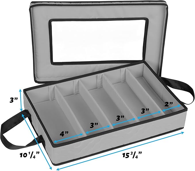Flatware Storage Case - Durable 5 Compartment Silverware Storage Container Box with Removable Lid and Easy to Carry Handles - Large Capacity Keeps Your Cutlery Organized & Protected - Gray