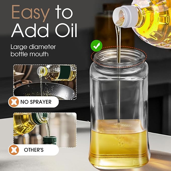 2-in-1 Olive Oil Sprayer Bottle 16.9oz/500ml - 2-in-1 Kitchen Gadget Olive Oil Dispenser, Suitable for Air Fryer, Salad and Barbecue, Kitchen Gadget