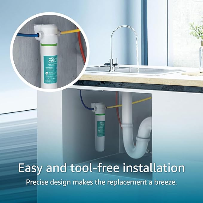 AQUA CREST FQK1K Under Sink Water Filter, 1350 Gallons, Replacement for GE FQK1K, FQK2J, GXK185K and GX1S50R (Pack of 2)