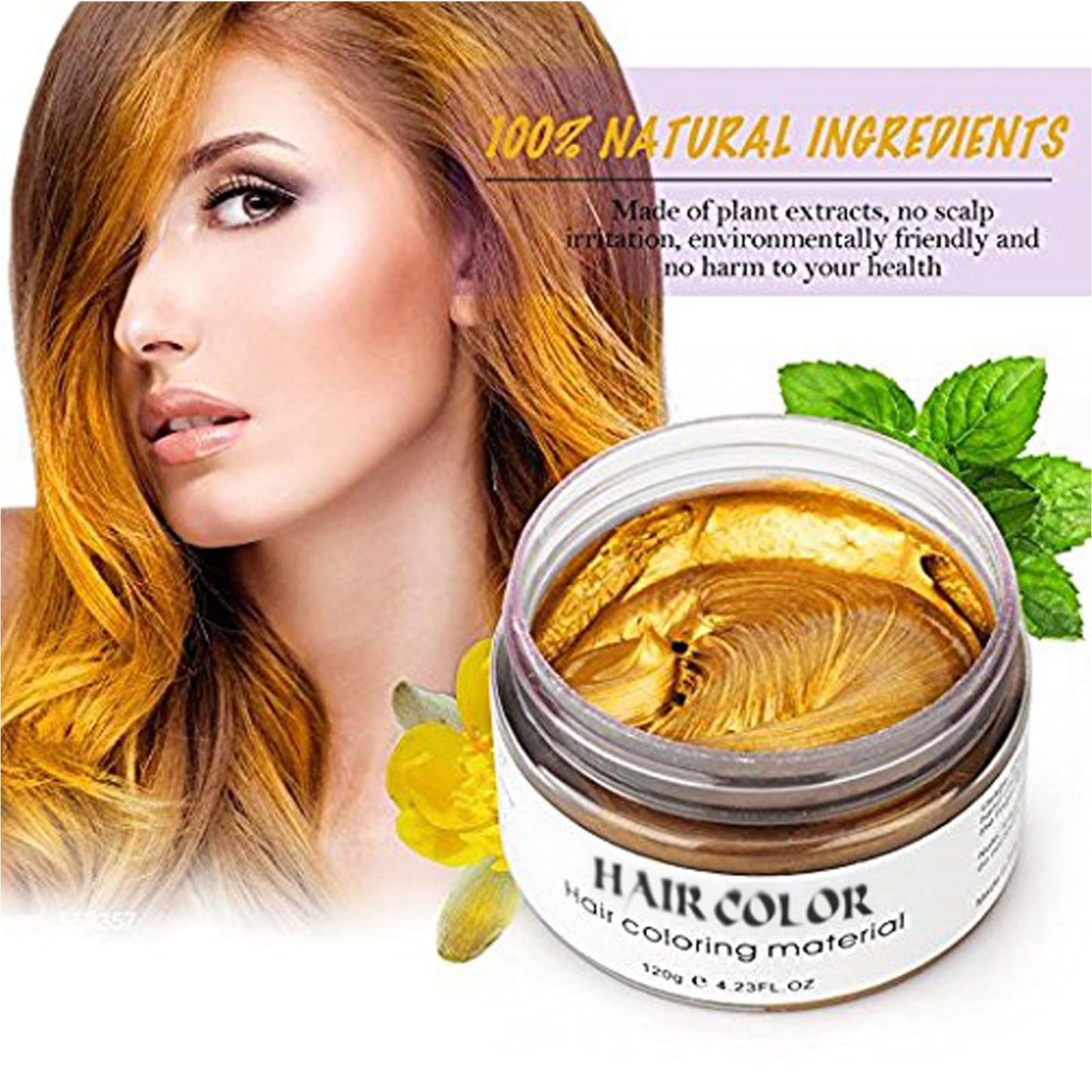 Acosexy Gold Hair Color Wax Dye, Temporary Gold Hair Spray Color for Halloween Cosplay, Party, Masquerade, 4.23oz Instant Hairst