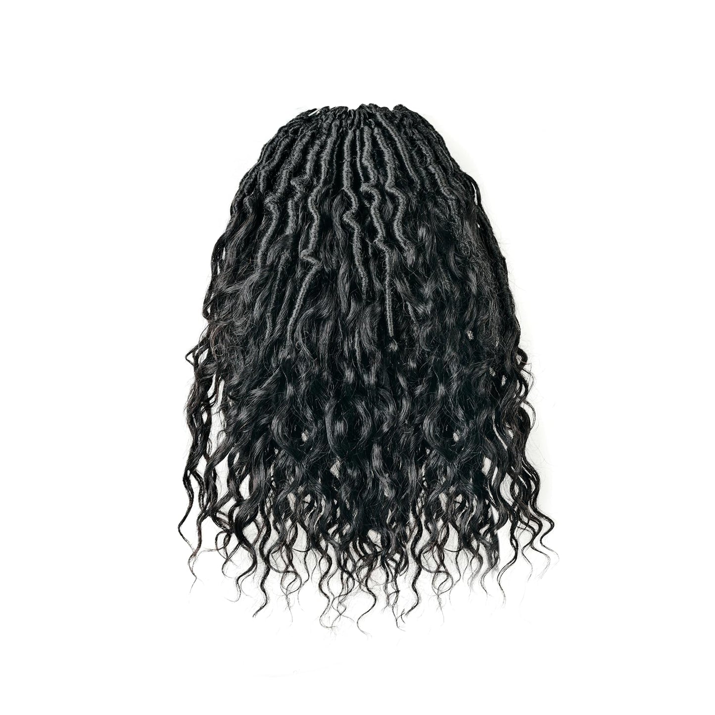 ToyoTress Boho Butterfly Locs With Human Hair Curls - 10 Inch 8 Packs Natural Black Hand Twisted Pre-Looped Crochet Locs, Boho F