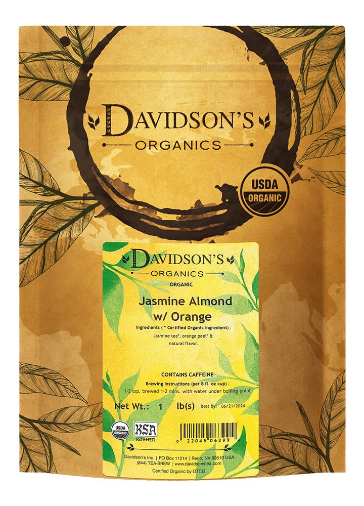 Davidsons Tea Bulk, Jasmine Almond with Orange, 16-Ounce Bag